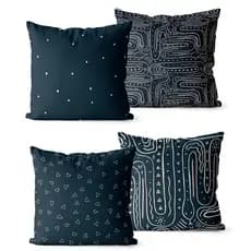 Kit 4 Capas de Almofadas Decorativas 45x45 - Azul Marinho