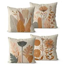 Kit 4 Capas de Almofadas Decorativas 45x45 - Folhas