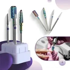 Kit 4 Brocas Lixa Unhas  Metal Tungstênio Manicure Gel Profissional Removedor Acabamento Polimento Nail