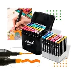 Estojo Conjunto 48 Caneta Colorida Ponta Dupla Marcador Cores Especial Escolar para colorir Canetinha Bobbie Goods