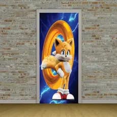Capa de Porta Decorativa Sublimada com Elástico Veste Fácil 0,85x2,10 Temática Sonic