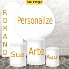 Kit de Capas Painel Redondo, Cilindros e Romano Personalizada Tecido Sublimado com sua Foto Arte ou Imagem Com Edição