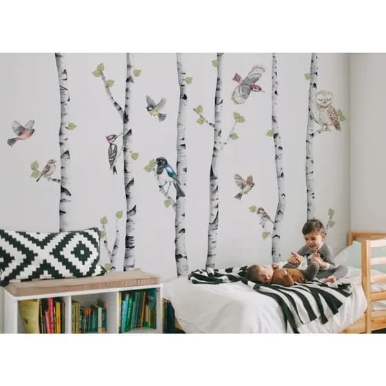 Adesivo de Pássaros no Galho – Decoração Charmosa para Paredes