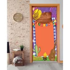 Capa de Porta Decorativa Sublimada com Elástico Veste Fácil 0,85x2,10 Temática Festa junina