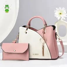 Conjunto De Bolsa Feminina Bloco De Cores , 2 Peças , Cor Contrastante , Alça Superior , Sacola , Pequena De Moedas , Co