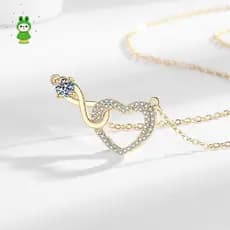 Colar De Coração Feminino Moda Cobre Corrente De Bloqueio Ajustável