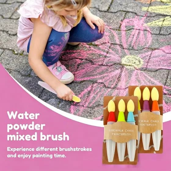 Conjunto Pincéis Giz Para Calçada HAN 3 Arte Vibrante Várias Superfícies