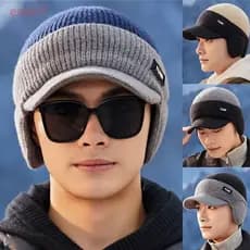 ESPOIR1 Boné De Beisebol De Malha Com Proteção De Ouvido De Tom Duplo Espessado , Gorro Térmica , Chapéu De Pai Para Man