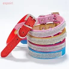 Coleira De Cachorro ESPOIR1 Bling , Couro PU Cristal Diamante Strass Para Animais De Estimação , Estilo Colar