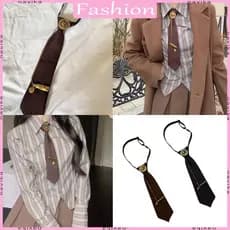 Gravata De Pescoço Da Moda Japonesa NA Com Alfinete De Metal E Corrente Para Estudantes Escola Pré Amarrada Ajustável Un