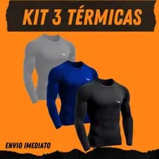 Kit 3 Camisetas Térmicas Segunda Pele Estilo Esporte Conforto Proteção Solar UV fenix