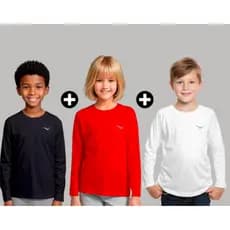Kit com 3 Camisas térmicas fenix Infantil proteção solar UV 50+