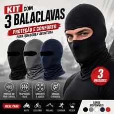 3 Touca Ninja Balaclava Toca UV+50 Proteção Solar Térmica Motoqueiro Motoboy touca preta, kit  inverno