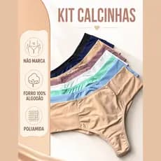 Kit Calcinhas Fio Duplo Lateral Media Poliamida Feminina Não Marca Forro em Algodão Cida Adulto