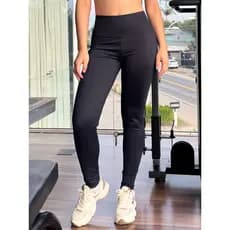 Legging Básica Zero Transparência com Alta Compressão Cintura Alta Poliamida