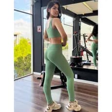 Conjunto Fitness Legging + Top Zero Transparência Básica Alta Preto Academia