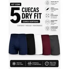 Kit 5 Cuecas Boxer Masculina Dry Fit Tecido Furadinho Poliamida