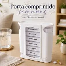 Porta comprimido semanal com 28 compartimentos - Platina