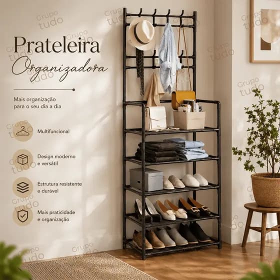 Prateleira Organizadora 5 Andares 170cm Resistente 10kg Multiuso Cozinha Lavanderia Banheiro Ferro