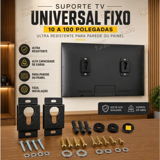 Suporte TV Universal Fixo 10 a 100 Polegadas Ultra Resistente para Parede ou Painel