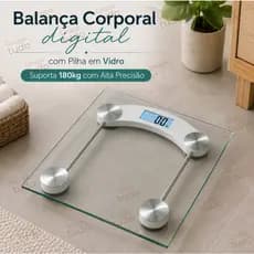 Balança Corporal digital com Pilha em Vidro Suporta 180kg com Alta Precisão