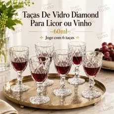 Jogo 6 Taças De Vidro Diamond 60ml Para Licor Transparente