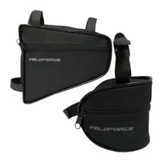 Kit Bolsa de Quadro Triangular 1L + Bolsa de Selim 0,45L Bike MTB Speed Veloforce com Fixação Velcro