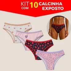 Kit 10 Calcinhas Elastico Exposto Algodão