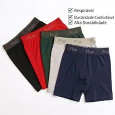 Cueca Boxer Masculina Adulto Kit com 5 Algodão Alta Durabilidade
