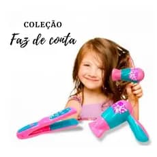 Coleção Princesa Faz De Conta, Chapinha, Secador, Kit Brinquedo Infantil, Acessórios de Cabelo, Diversão Estilosa para Crianças.
