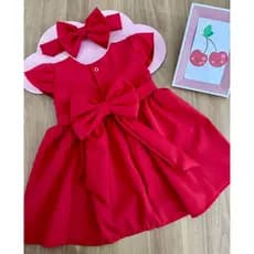Vestido Baby gola infantil criança cerejinha cereja vermelho casual menina