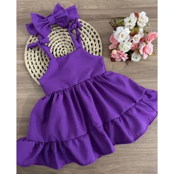 Vestido Infantil Menina criança baby festa vermelho azul roxo amarelo casual moda aniversario