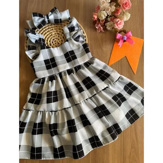 Vestido Maria Infantil Xadrez Criança menina baby bebê São João Festas Junina Quadrilha Caipira