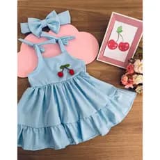 Vestido Iza infantil menina criança cereja festa aniversario casual laço