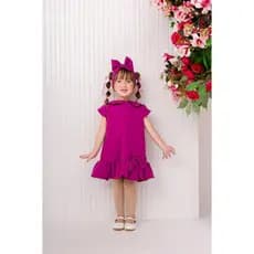 Batinha gola vestido criança infantil liso festa laço menina baby casual bebê