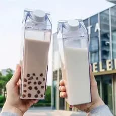 Garrafas de Agua Quadradas Com ADESIVO Plástico, Transparente Para Suco, Chá, Leite, Presente DIY, 500ml