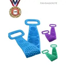 Potente escova de silicone dupla face para facilitar limpeza das costas em chuveiro (Cor aleatória)