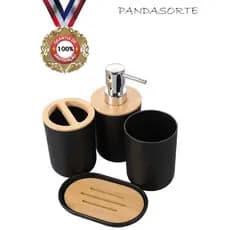 Conjunto de banheiro de plástico com 4 peças, Para sabonete líquido, saboneteira, copo para escova de dentes