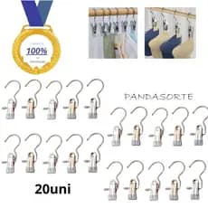 Kit com 20 gancho clipe de metal, portátil multifuncional para guarda-roupas