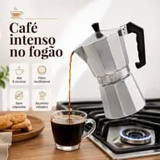 Cafeteira Italiana Moka 9 Xícaras Alumínio Manual Para Café no Fogão Sem Filtro de Papel