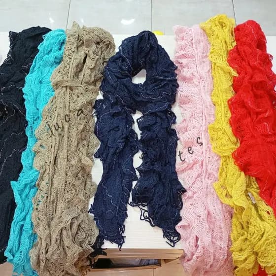 Cachecol, Lenços de babado fem Elegantes Versátil para Outono e Inverno Diversas Cores, Leves e Macios rosa