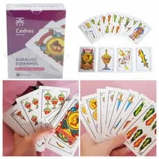 Baralho Espanhol 50 Cartas Tradicional Truco Canastra Jogo de Cartas Resistente Lazer Família Amigos
