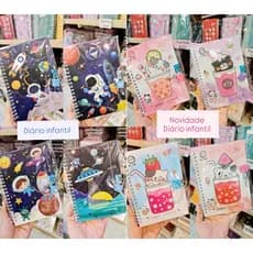 Diário infantil Astronauta/Gato glitter Com Cadeado 18x13cm Em Papel otimo presentes natal Aniversário menina menino