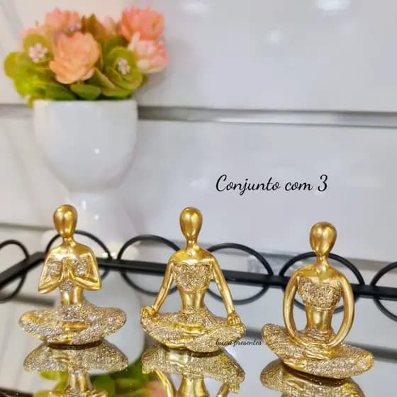 Decorativo Yoga com glitter Meditação Em Resina meditando posição enfeite rezando