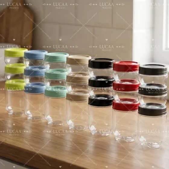 kit 3 potes Porta Tempero Empilhável 155ml 380ml Hermético Gire e Trave Tampa Rosca Organizado Potes Plástico Resistente