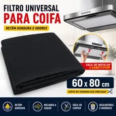 Filtro Para Coifa Universal 60x80cm Manta Filtrante Exaustor Depurador Anti Gordura Recortável