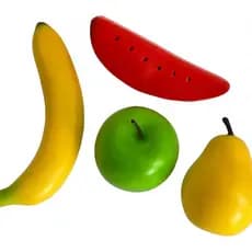 Kit 4 Frutas Artificiais Realista Fruteira Maça Banana Pera