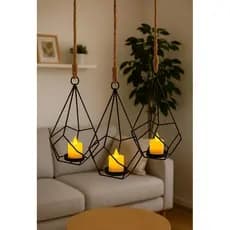 Kit 3 Porta Vela Castiçal Pendente Decoração velas e castiçais