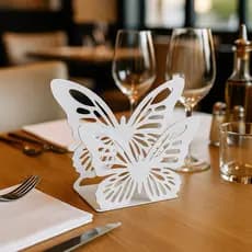 3x Porta Guardanapos Borboleta Decorativo Branco