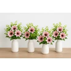 4x Buques De Rosa Margarida Artificial Decoração Flor